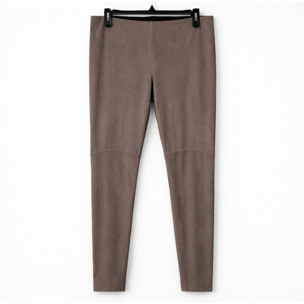 Lysse Faux Suede Taupe Brown High Waist Leggings L Soft Stretch Minimalist  Moto